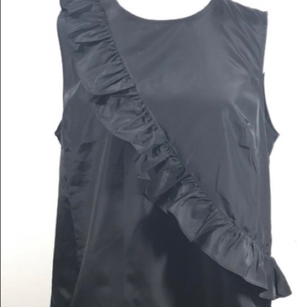 JCrew Factory sz 8 black cross chest ruffle top